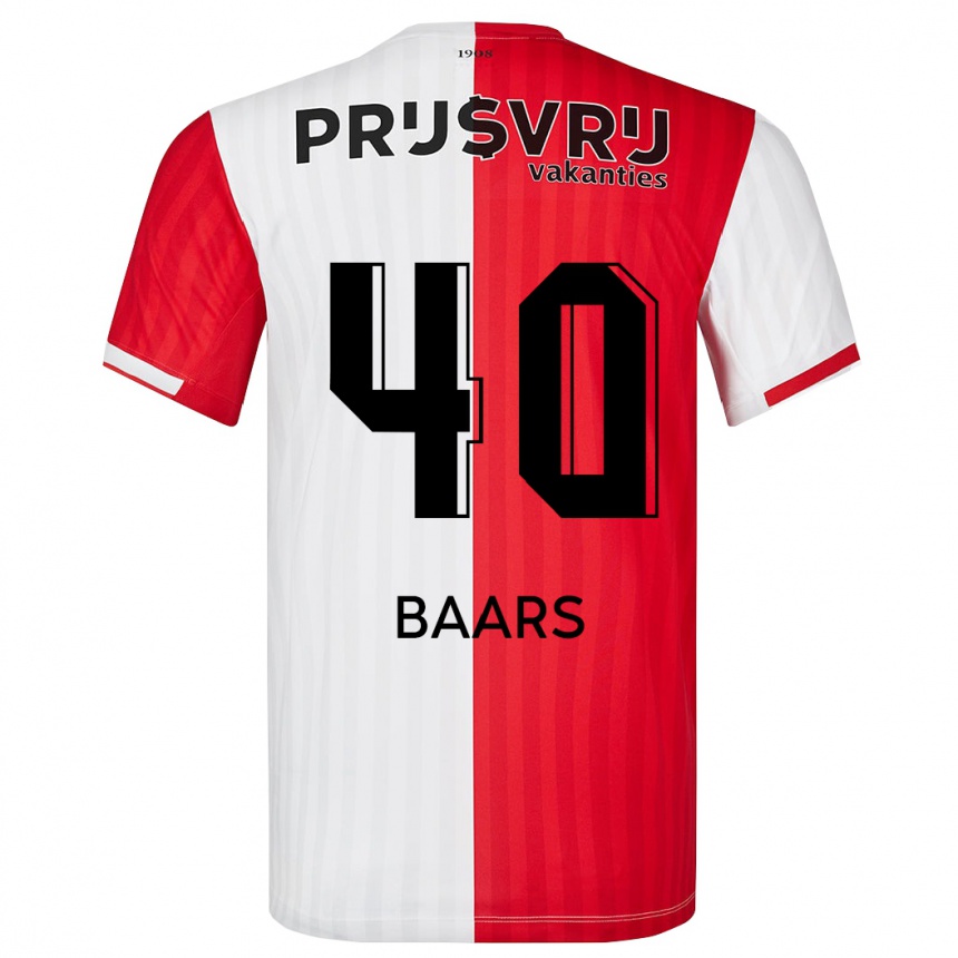 Vaikiškas Guus Baars #40 Raudona Balta Namų Marškinėliai 2023/24 T-Shirt