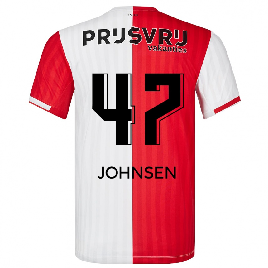 Vaikiškas Mikael Torset Johnsen #47 Raudona Balta Namų Marškinėliai 2023/24 T-Shirt