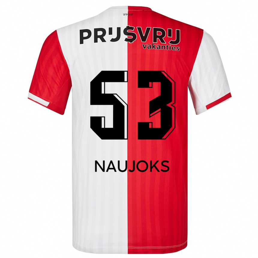 Vaikiškas Noah Naujoks #53 Raudona Balta Namų Marškinėliai 2023/24 T-Shirt