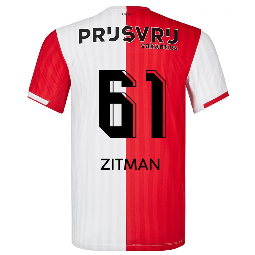 Vaikiškas Sven Zitman #61 Raudona Balta Namų Marškinėliai 2023/24 T-Shirt