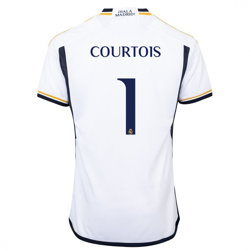 Vaikiškas Thibaut Courtois #1 Baltas Namų Marškinėliai 2023/24 T-Shirt