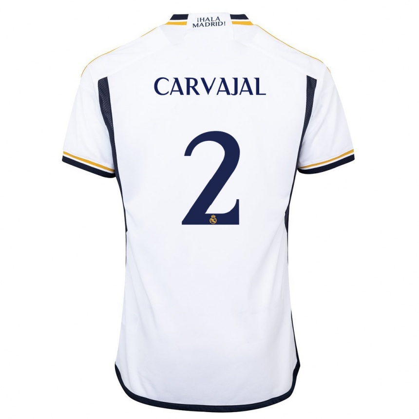 Vaikiškas Daniel Carvajal #2 Baltas Namų Marškinėliai 2023/24 T-Shirt