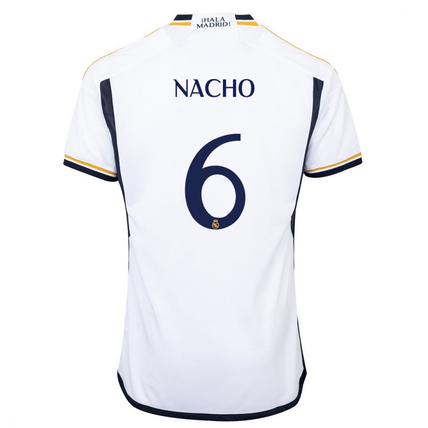 Vaikiškas Nacho Fernandez #6 Baltas Namų Marškinėliai 2023/24 T-Shirt