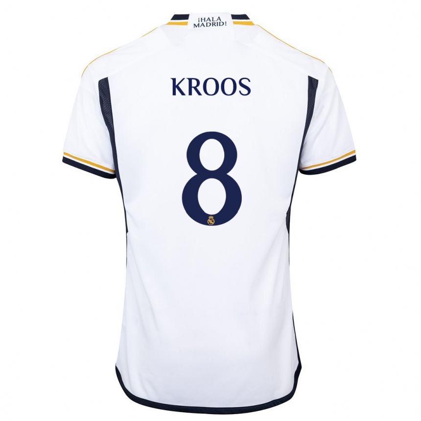 Vaikiškas Toni Kroos #8 Baltas Namų Marškinėliai 2023/24 T-Shirt