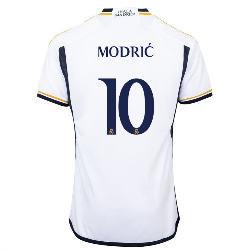 Vaikiškas Luka Modric #10 Baltas Namų Marškinėliai 2023/24 T-Shirt