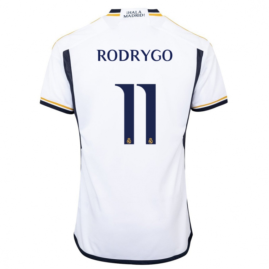 Vaikiškas Rodrygo #11 Baltas Namų Marškinėliai 2023/24 T-Shirt