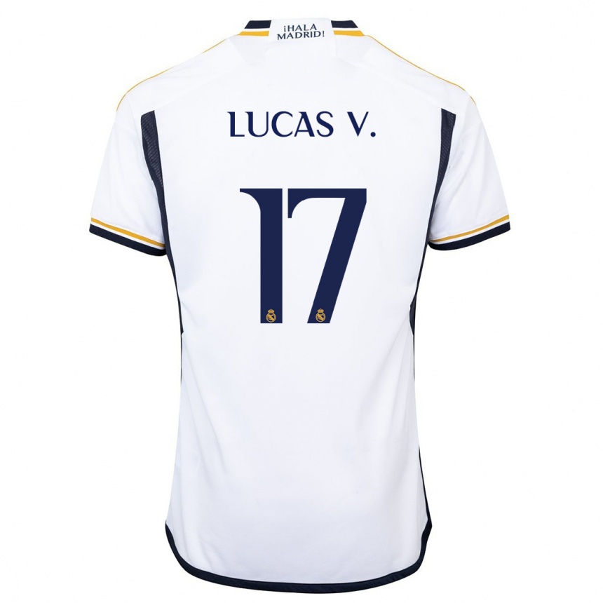 Vaikiškas Lucas Vazquez #17 Baltas Namų Marškinėliai 2023/24 T-Shirt