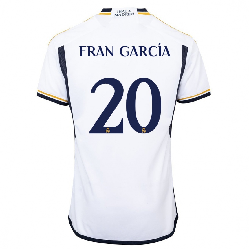 Vaikiškas Fran García #20 Baltas Namų Marškinėliai 2023/24 T-Shirt