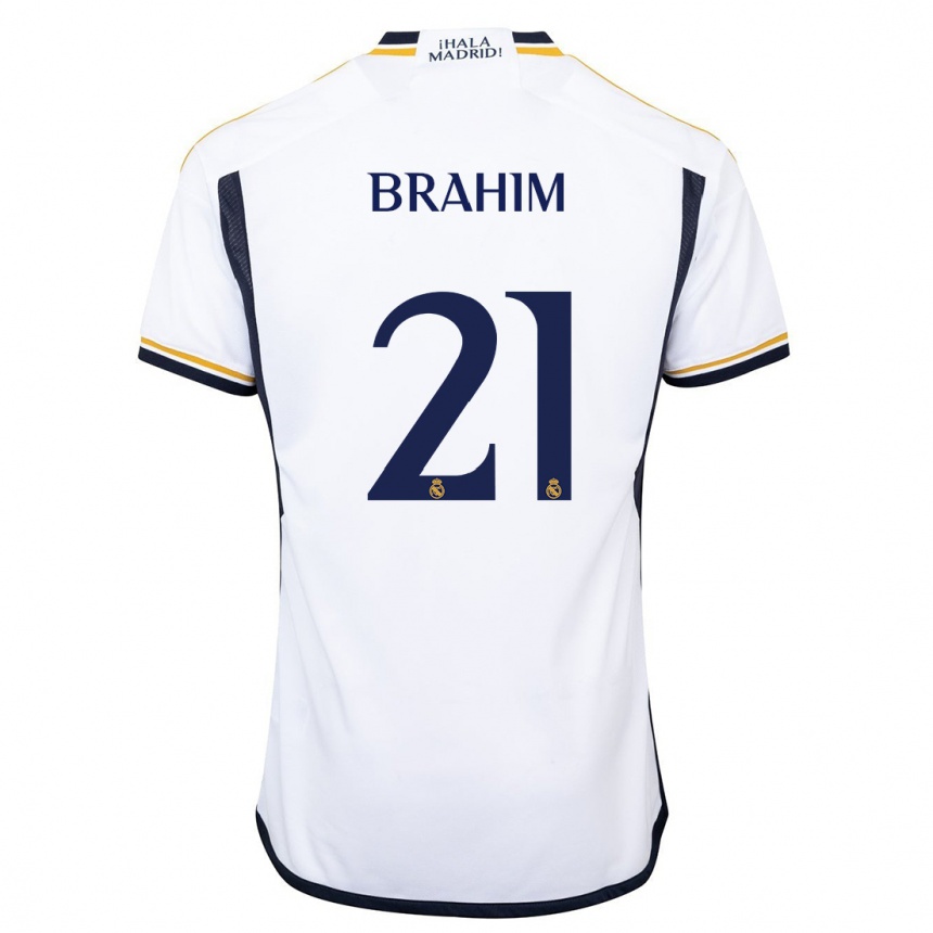 Vaikiškas Brahim Diaz #21 Baltas Namų Marškinėliai 2023/24 T-Shirt