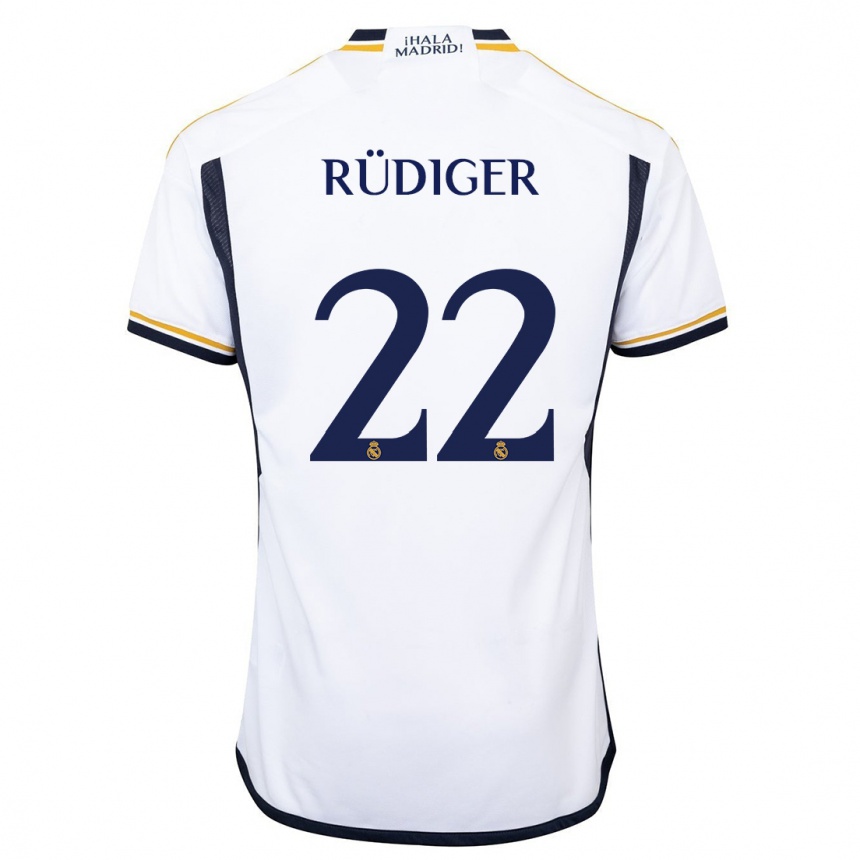 Vaikiškas Antonio Rudiger #22 Baltas Namų Marškinėliai 2023/24 T-Shirt