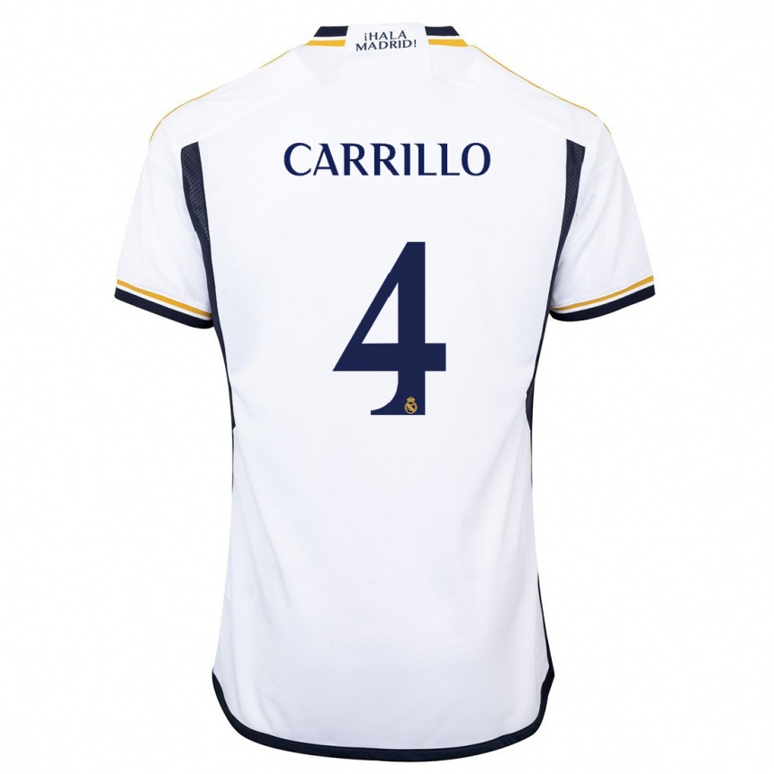 Vaikiškas Álvaro Carrillo #4 Baltas Namų Marškinėliai 2023/24 T-Shirt