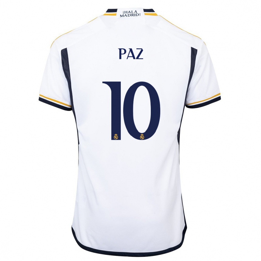 Vaikiškas Nico Paz #10 Baltas Namų Marškinėliai 2023/24 T-Shirt