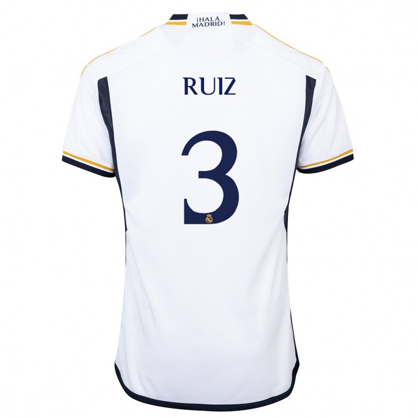 Vaikiškas David Ruiz #3 Baltas Namų Marškinėliai 2023/24 T-Shirt