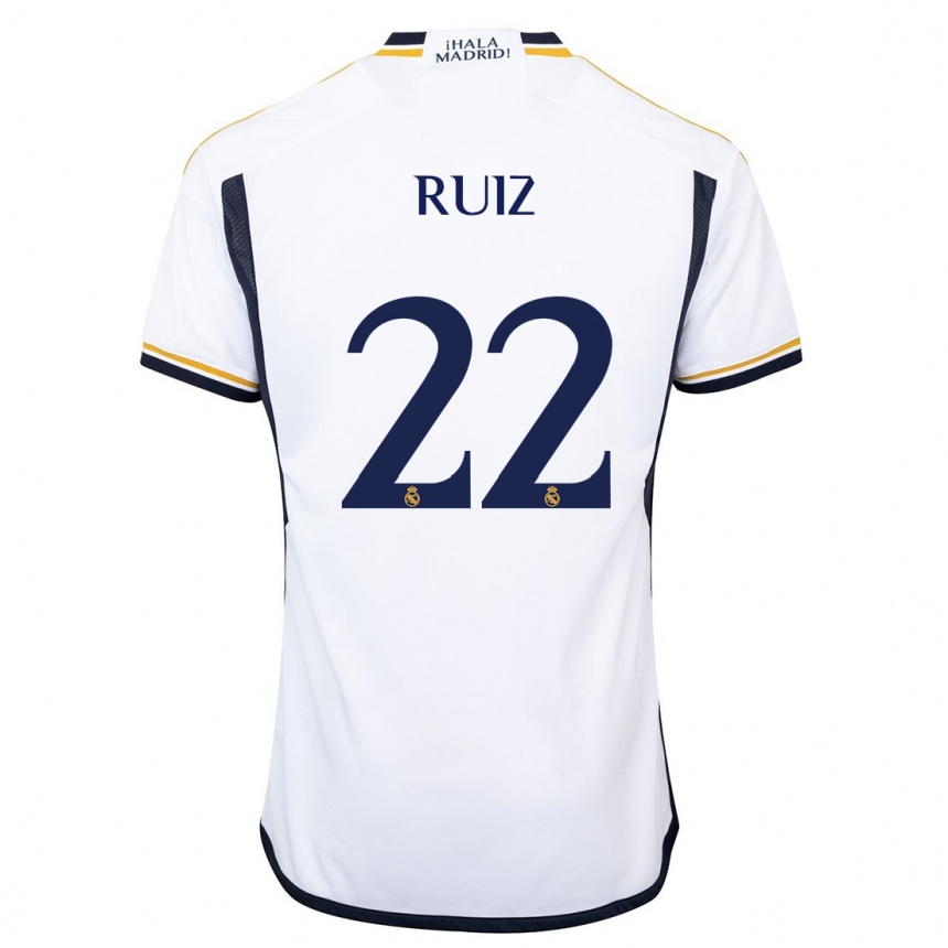 Vaikiškas Ferran Ruiz #22 Baltas Namų Marškinėliai 2023/24 T-Shirt