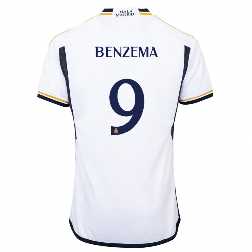 Vaikiškas Karim Benzema #9 Baltas Namų Marškinėliai 2023/24 T-Shirt