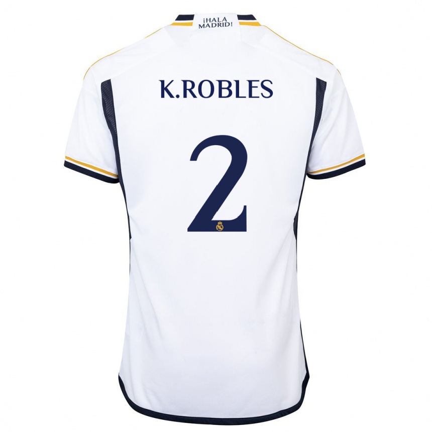 Vaikiškas Kenti Robles #2 Baltas Namų Marškinėliai 2023/24 T-Shirt