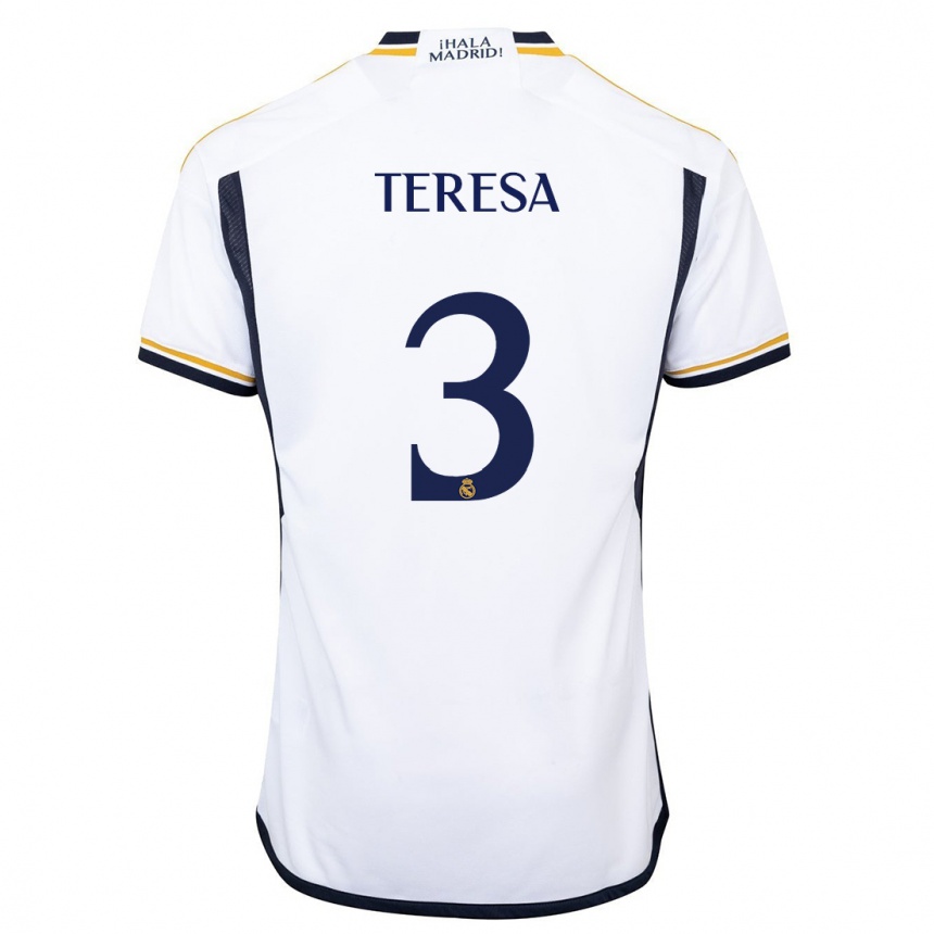 Vaikiškas Teresa Abelleira #3 Baltas Namų Marškinėliai 2023/24 T-Shirt