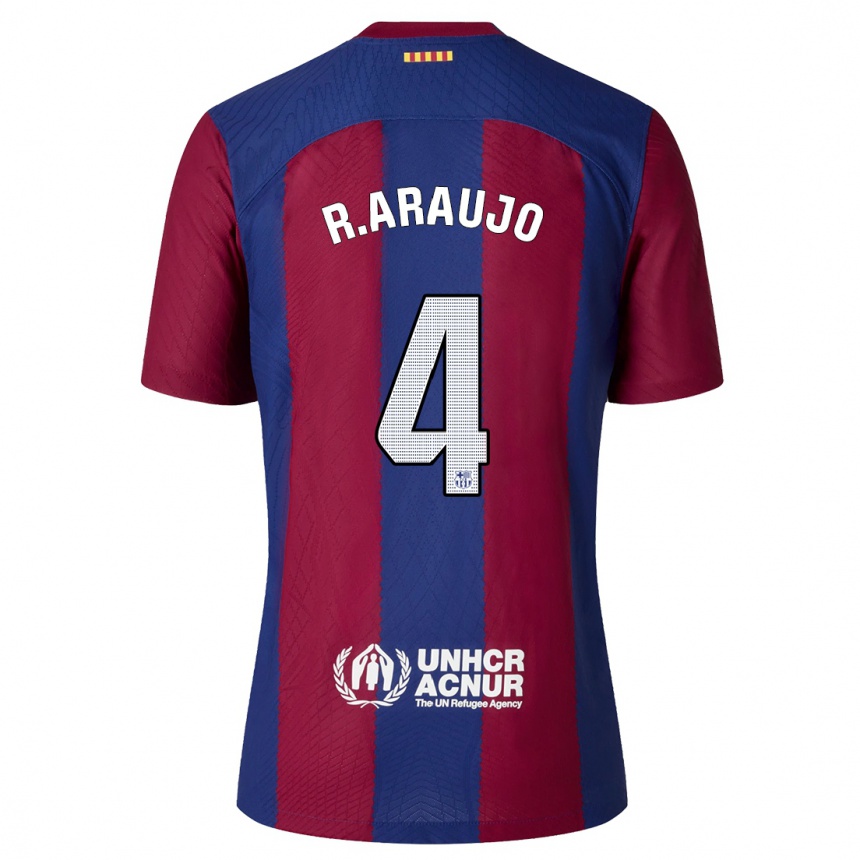 Vaikiškas Ronald Araujo #4 Raudona Melyna Namų Marškinėliai 2023/24 T-Shirt