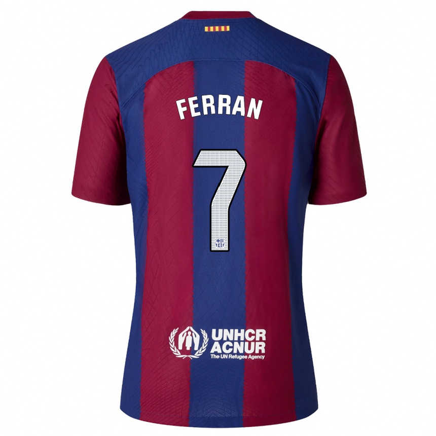 Vaikiškas Ferran Torres #7 Raudona Melyna Namų Marškinėliai 2023/24 T-Shirt