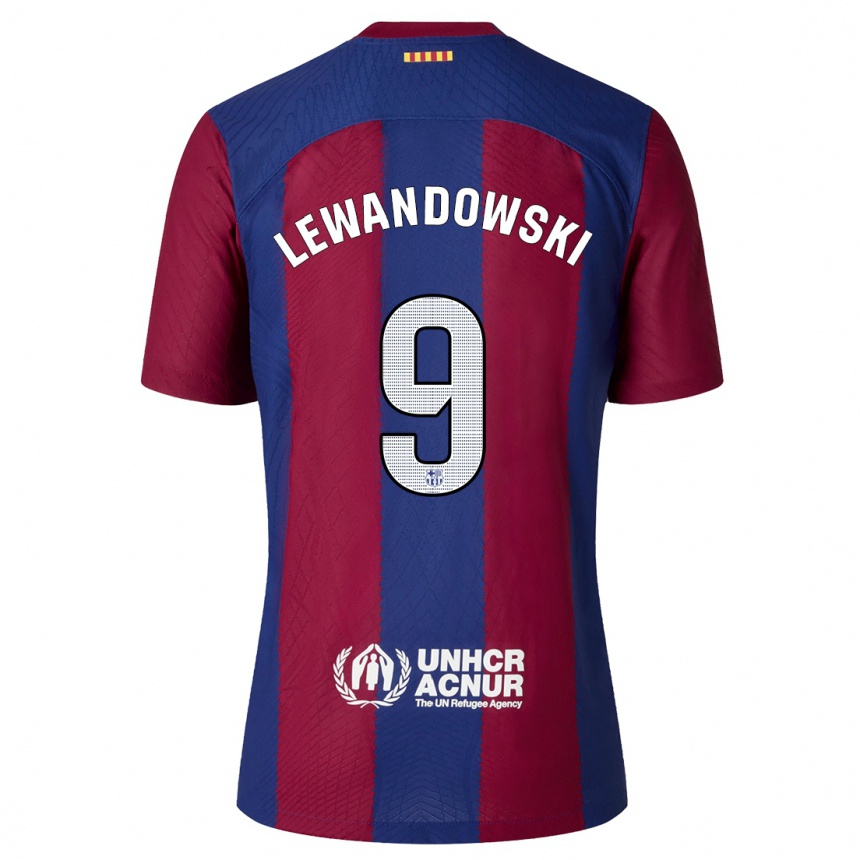 Vaikiškas Robert Lewandowski #9 Raudona Melyna Namų Marškinėliai 2023/24 T-Shirt