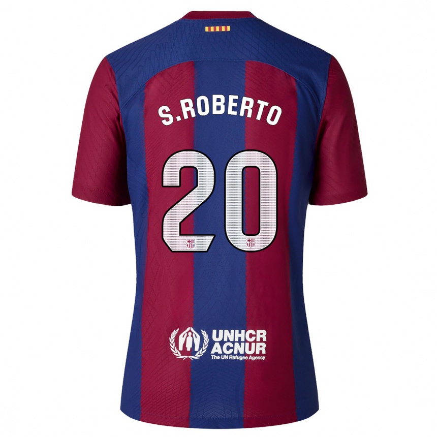 Vaikiškas Sergi Roberto #20 Raudona Melyna Namų Marškinėliai 2023/24 T-Shirt