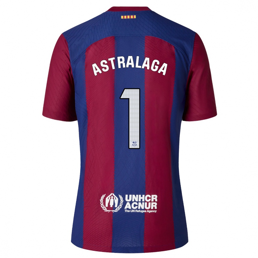 Vaikiškas Ander Astralaga #1 Raudona Melyna Namų Marškinėliai 2023/24 T-Shirt