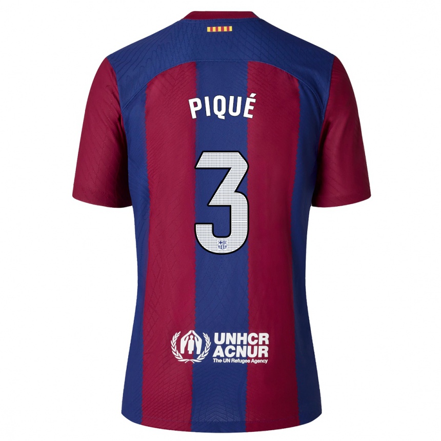 Vaikiškas Gerard Pique #3 Raudona Melyna Namų Marškinėliai 2023/24 T-Shirt