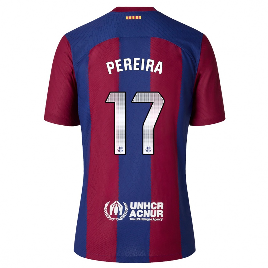 Vaikiškas Andrea Pereira #17 Raudona Melyna Namų Marškinėliai 2023/24 T-Shirt