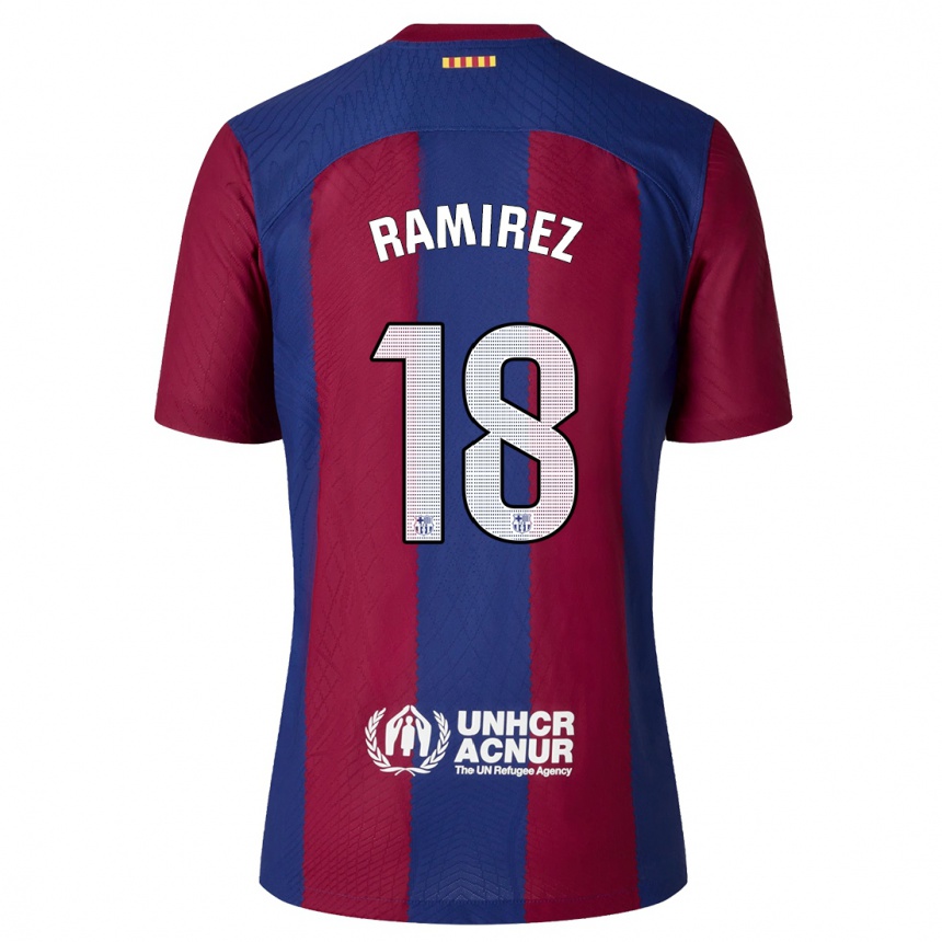 Vaikiškas Emma Ramirez #18 Raudona Melyna Namų Marškinėliai 2023/24 T-Shirt