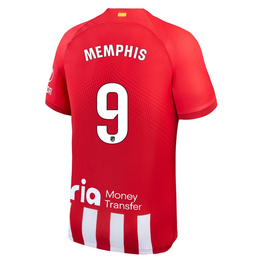 Vaikiškas Memphis Depay #9 Raudona Balta Namų Marškinėliai 2023/24 T-Shirt