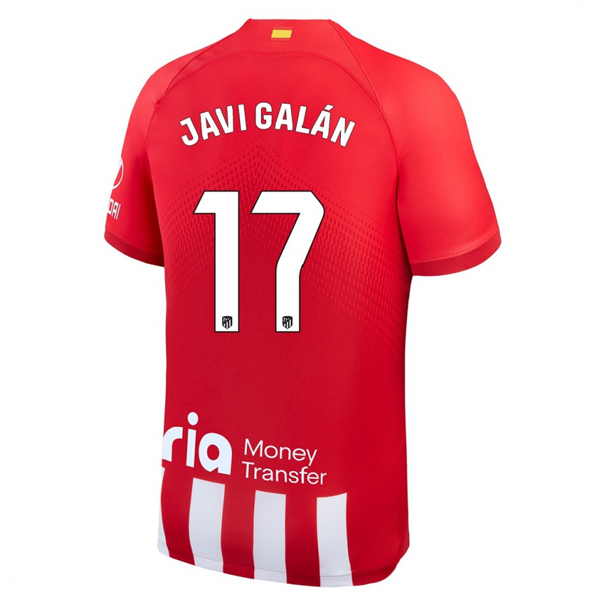 Vaikiškas Javi Galán #17 Raudona Balta Namų Marškinėliai 2023/24 T-Shirt