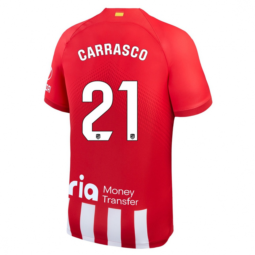 Vaikiškas Yannick Carrasco #21 Raudona Balta Namų Marškinėliai 2023/24 T-Shirt