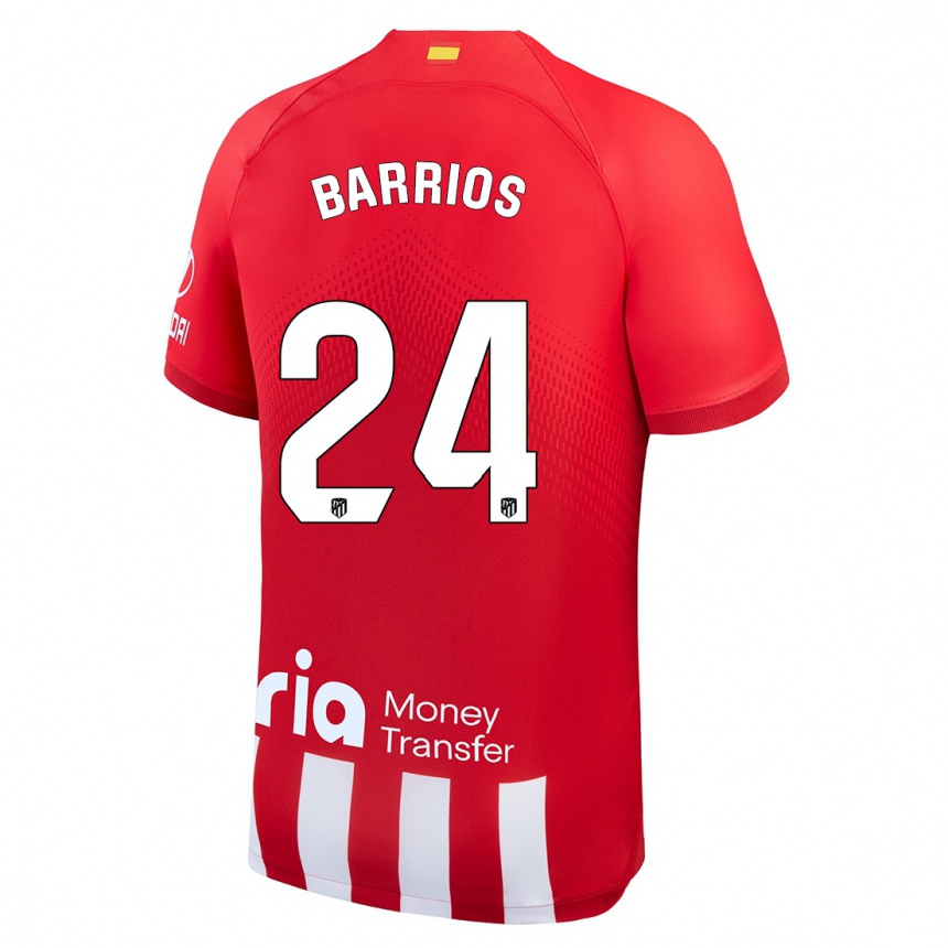 Vaikiškas Pablo Barrios #24 Raudona Balta Namų Marškinėliai 2023/24 T-Shirt