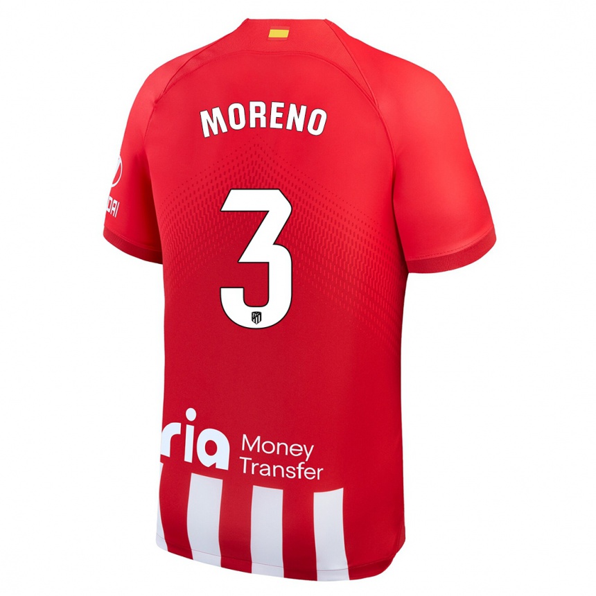 Vaikiškas Marco Moreno #3 Raudona Balta Namų Marškinėliai 2023/24 T-Shirt