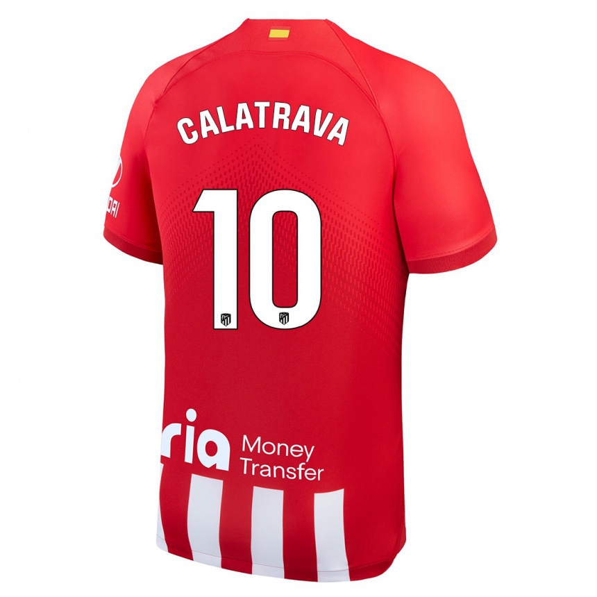 Vaikiškas Álex Calatrava #10 Raudona Balta Namų Marškinėliai 2023/24 T-Shirt