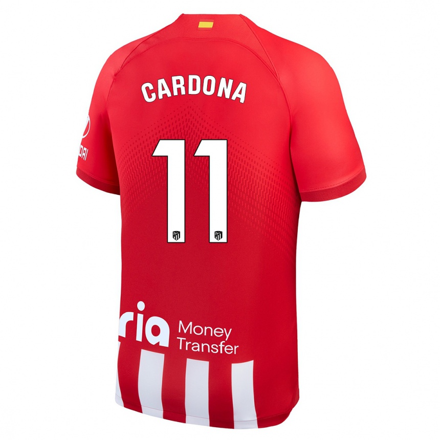 Vaikiškas Marta Cardona #11 Raudona Balta Namų Marškinėliai 2023/24 T-Shirt