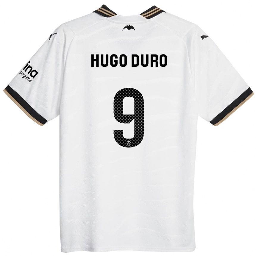 Vaikiškas Hugo Duro #9 Baltas Namų Marškinėliai 2023/24 T-Shirt