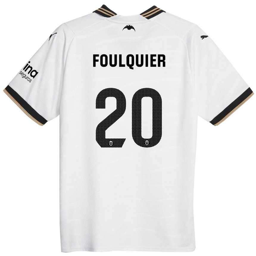 Vaikiškas Dimitri Foulquier #20 Baltas Namų Marškinėliai 2023/24 T-Shirt