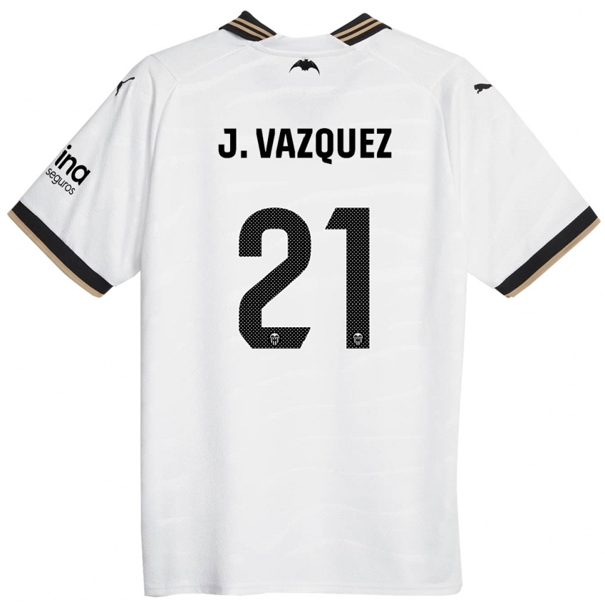 Vaikiškas Jesús Vázquez #21 Baltas Namų Marškinėliai 2023/24 T-Shirt