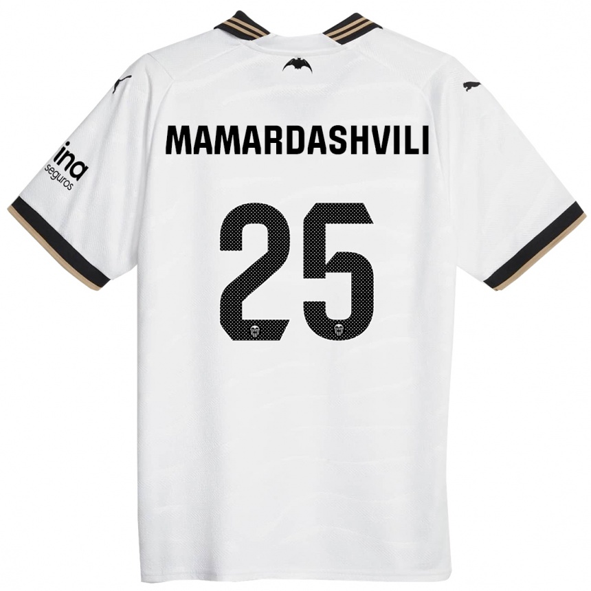 Vaikiškas Giorgi Mamardashvili #25 Baltas Namų Marškinėliai 2023/24 T-Shirt