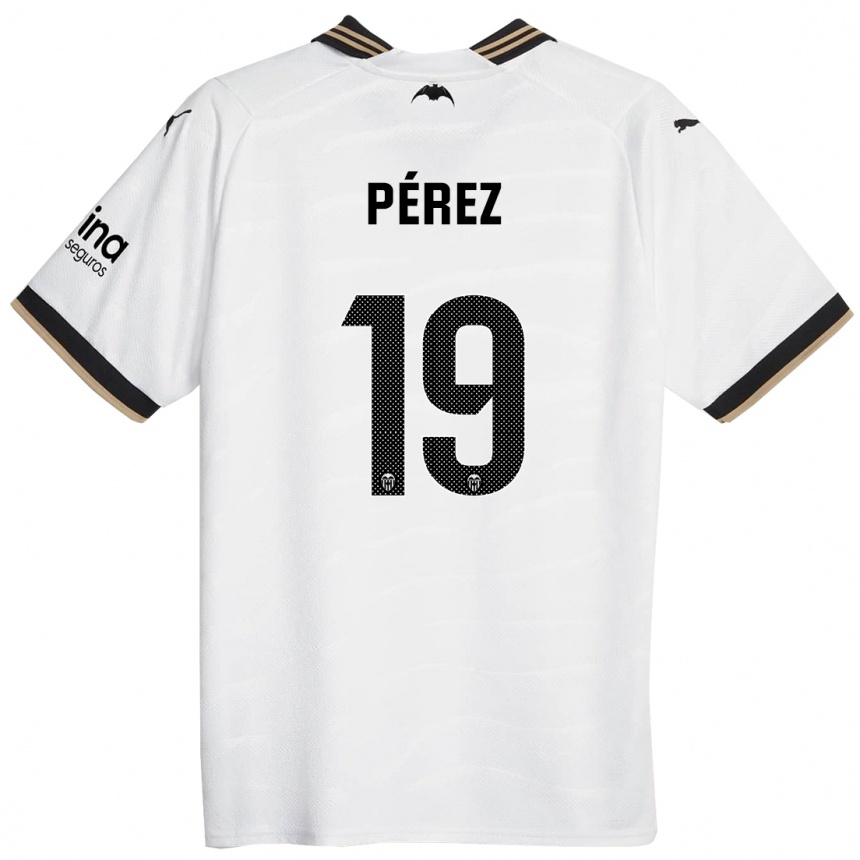 Vaikiškas Joselu Pérez #19 Baltas Namų Marškinėliai 2023/24 T-Shirt