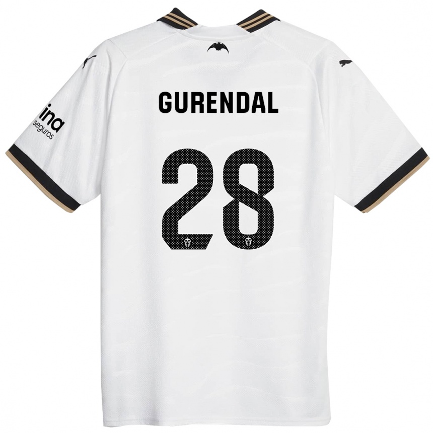 Vaikiškas Alexander Gurendal #28 Baltas Namų Marškinėliai 2023/24 T-Shirt