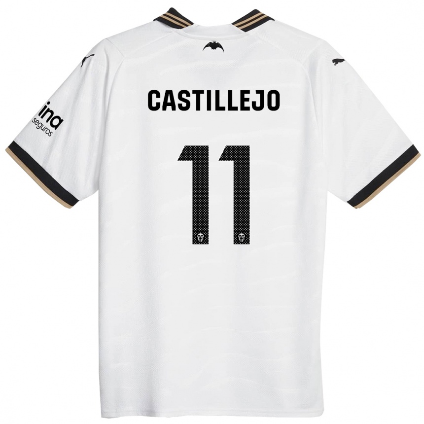 Vaikiškas Samu Castillejo #11 Baltas Namų Marškinėliai 2023/24 T-Shirt