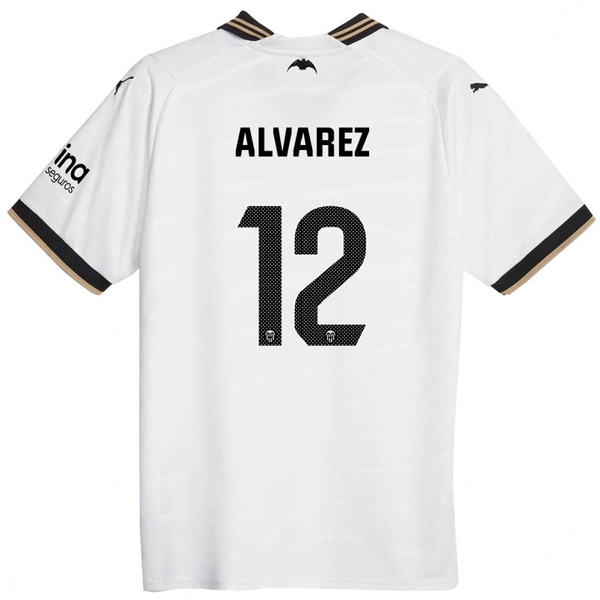 Vaikiškas Sofia Alvarez #12 Baltas Namų Marškinėliai 2023/24 T-Shirt