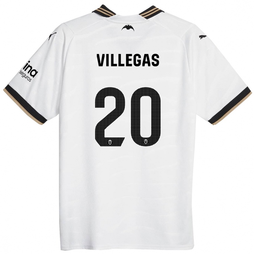 Vaikiškas Noelia Villegas #20 Baltas Namų Marškinėliai 2023/24 T-Shirt