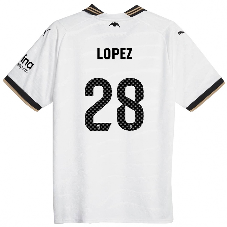 Vaikiškas Saray Lopez #28 Baltas Namų Marškinėliai 2023/24 T-Shirt