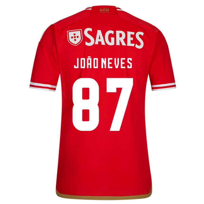 Vaikiškas João Neves #87 Raudona Namų Marškinėliai 2023/24 T-Shirt