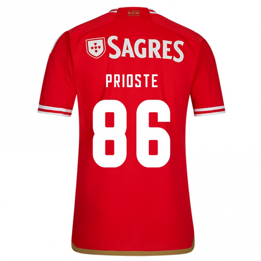 Vaikiškas Diogo Prioste #86 Raudona Namų Marškinėliai 2023/24 T-Shirt