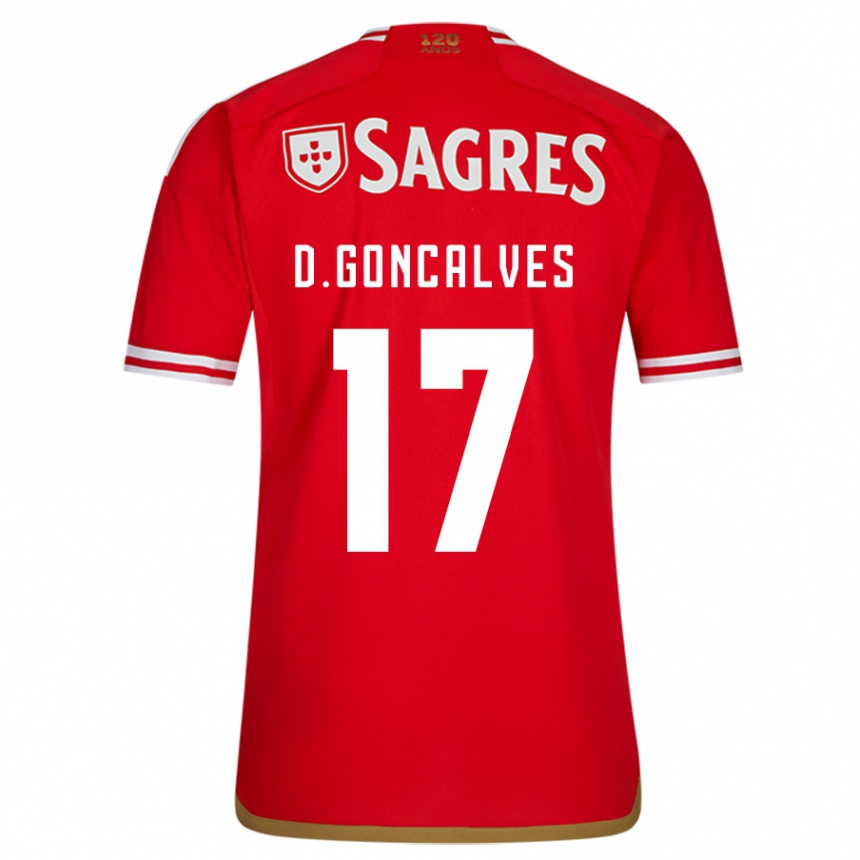 Vaikiškas Diogo Goncalves #17 Raudona Namų Marškinėliai 2023/24 T-Shirt