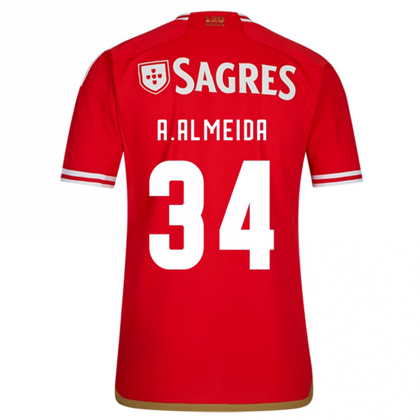 Vaikiškas Andre Almeida #34 Raudona Namų Marškinėliai 2023/24 T-Shirt